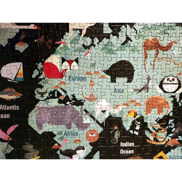 Mudpuppy YOUR WORLD 1000 pieces Jigsaw Puzzle COMPLETE 27x20" world map animals - Picture 7 of 12